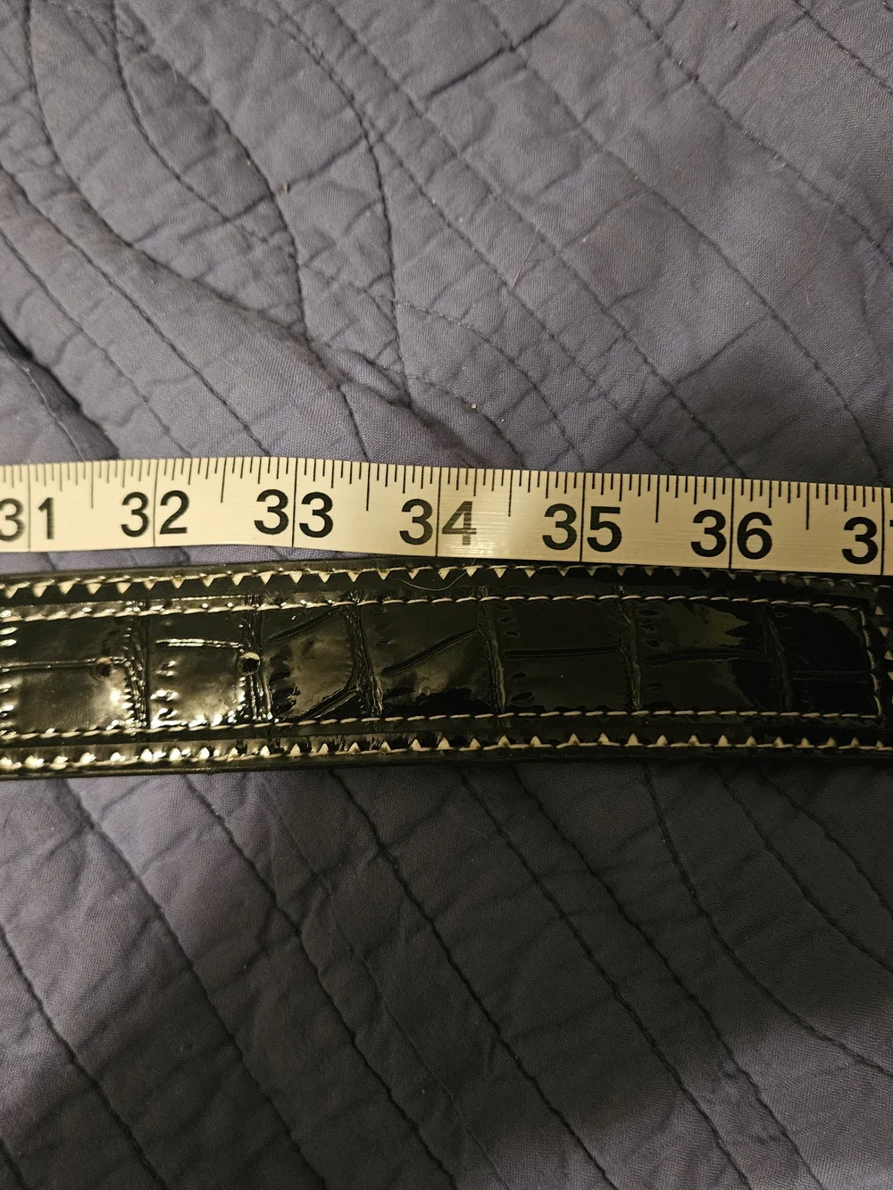 GUESS Womens Belt Size Small Black Patent Faux Croc Y2K Silver G Buckle 918076
